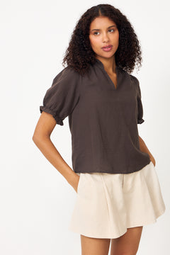 Odesa Linen Blouse - Dark Brown
