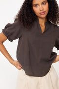 Odesa Linen Blouse - Dark Brown