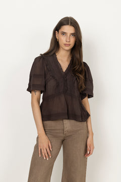 Evienne S Voile Top - Dark Brown