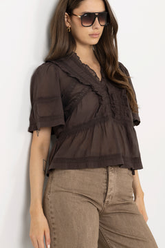 Evienne S Voile Top - Dark Brown