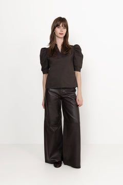 Roella Poplin Blouse - Chocolate Brown