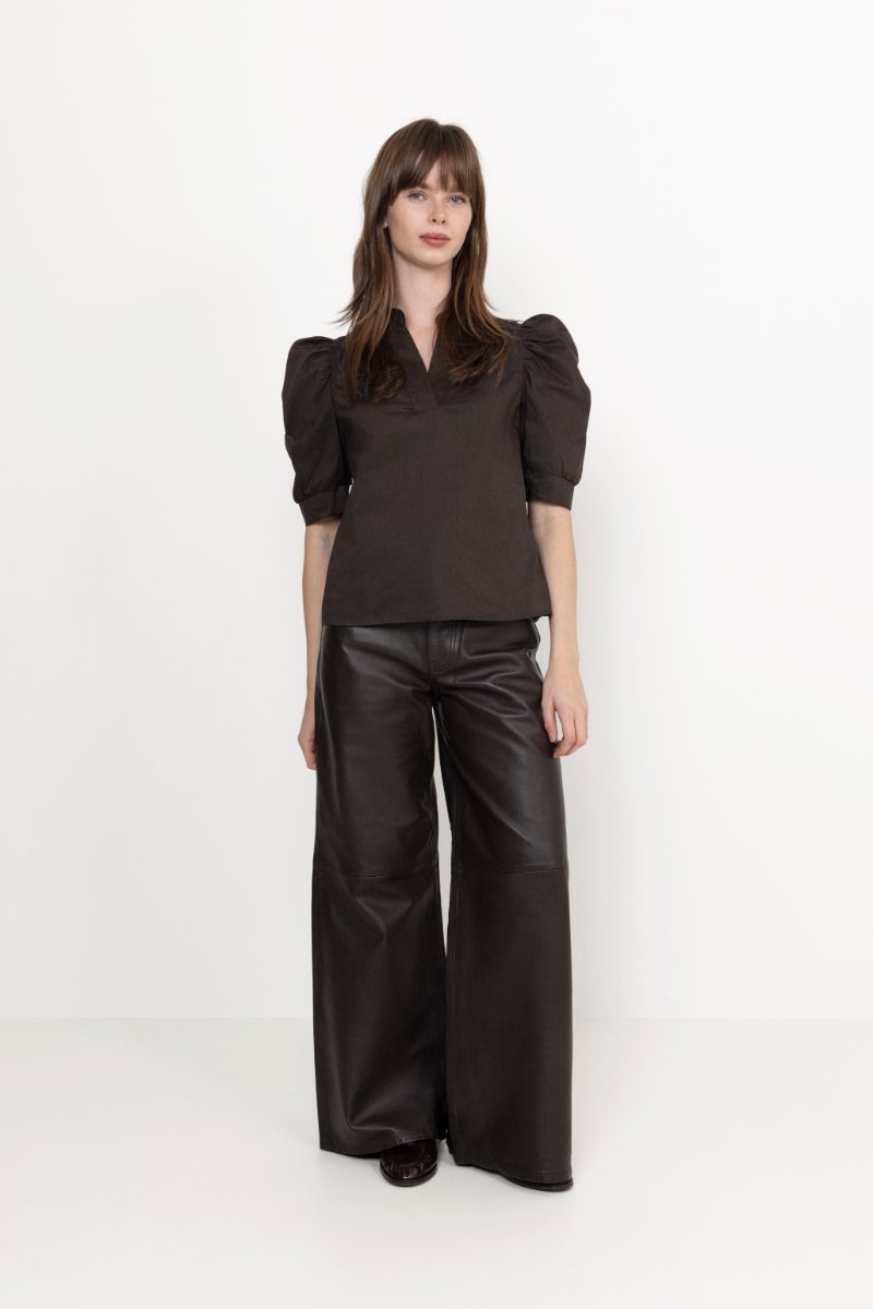 Roella Poplin Blouse - Chocolate Brown