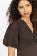 Illana Poplin Dress - Chocolate Brown
