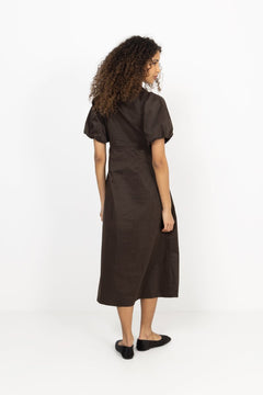 Illana Poplin Dress - Chocolate Brown