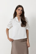 Roella Heavy Sateen Blouse - Pearl