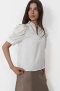 Roella Heavy Sateen Blouse - Pearl