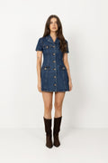 Denim Mini Dress - Blue