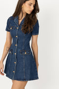 Denim Mini Dress - Blue