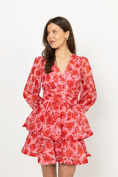 Jade Wave Flower Dot Dress - Flower Red