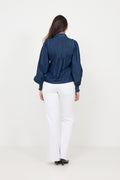 Emma Denim Solid Blouse - Blue