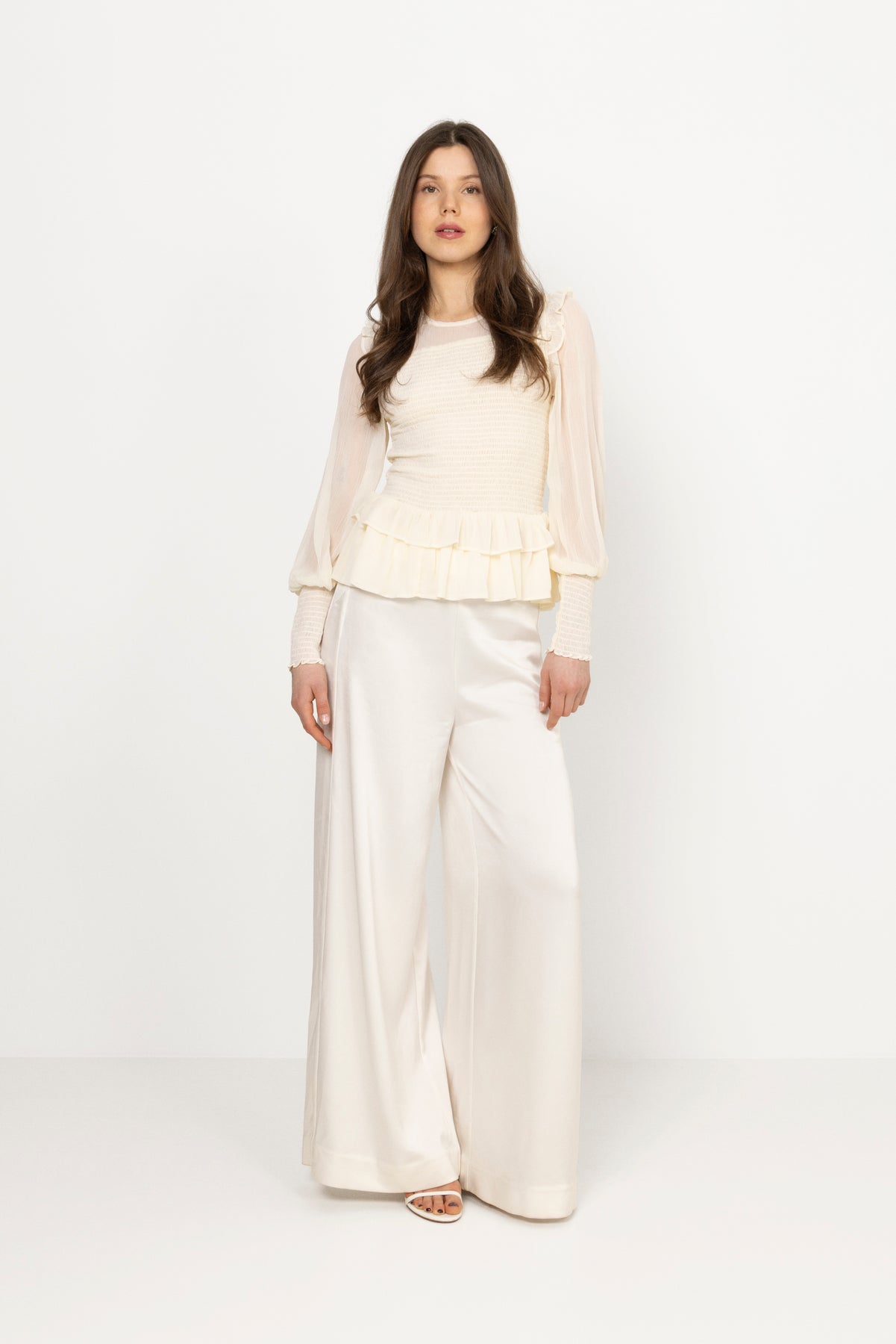 Nanna Chiffon Smock Blouse - Creme
