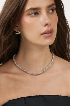 Skinny Diamond Necklace - Silver