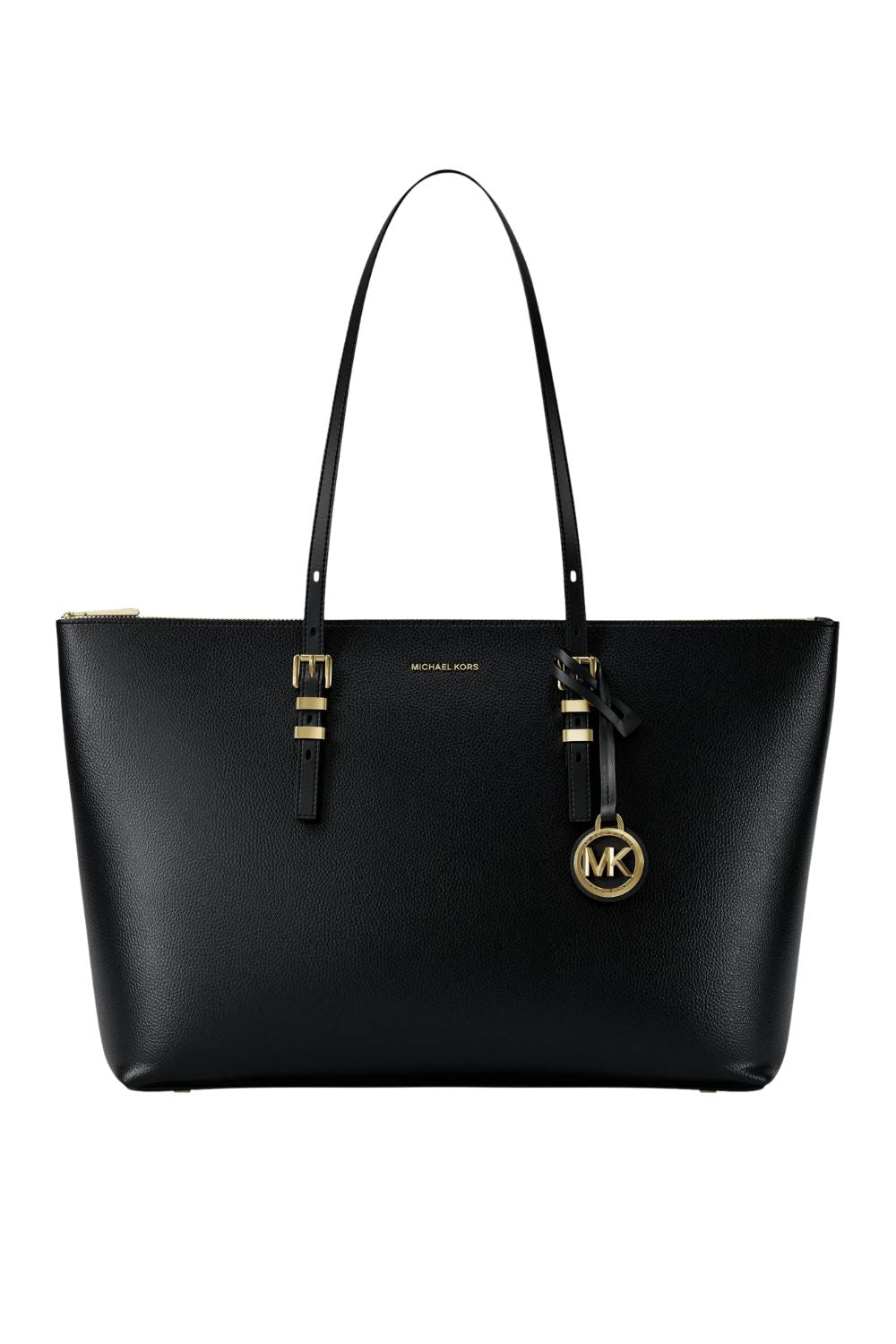 Quinn Large Pebbled Leather Tote Bag - Black