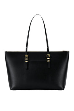 Quinn Large Pebbled Leather Tote Bag - Black
