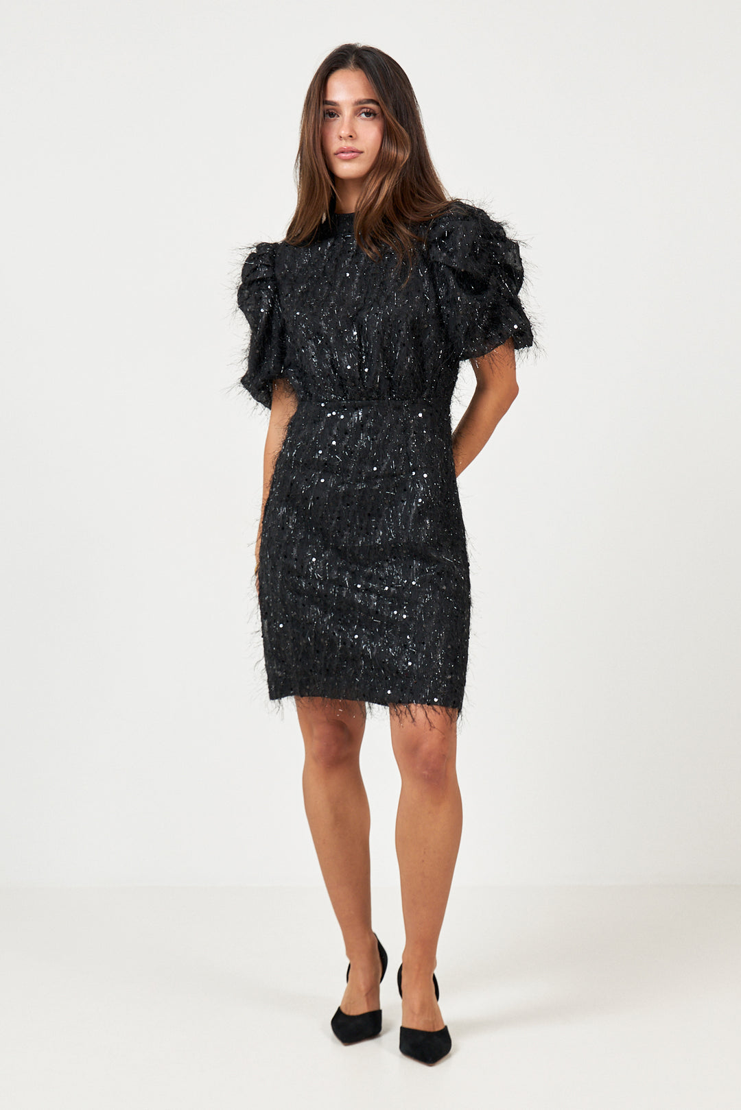 Yasilza 2/4 Sequin Dress - Black