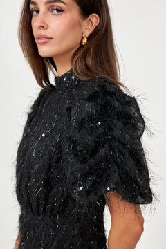Yasilza 2/4 Sequin Dress - Black