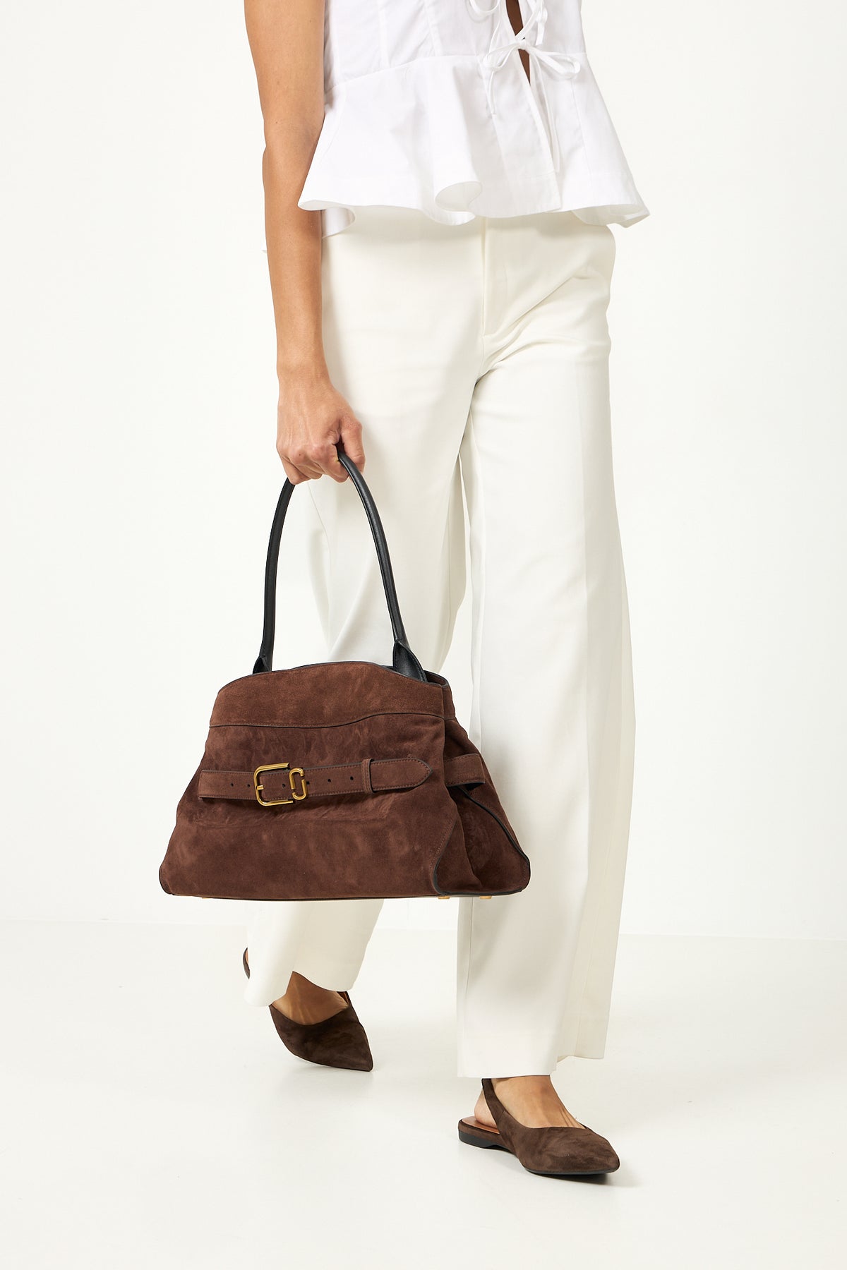 The Suede Dakota Satchel - Dark Brown
