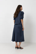Roella Heavy Sateen Blouse - Midnight Blue