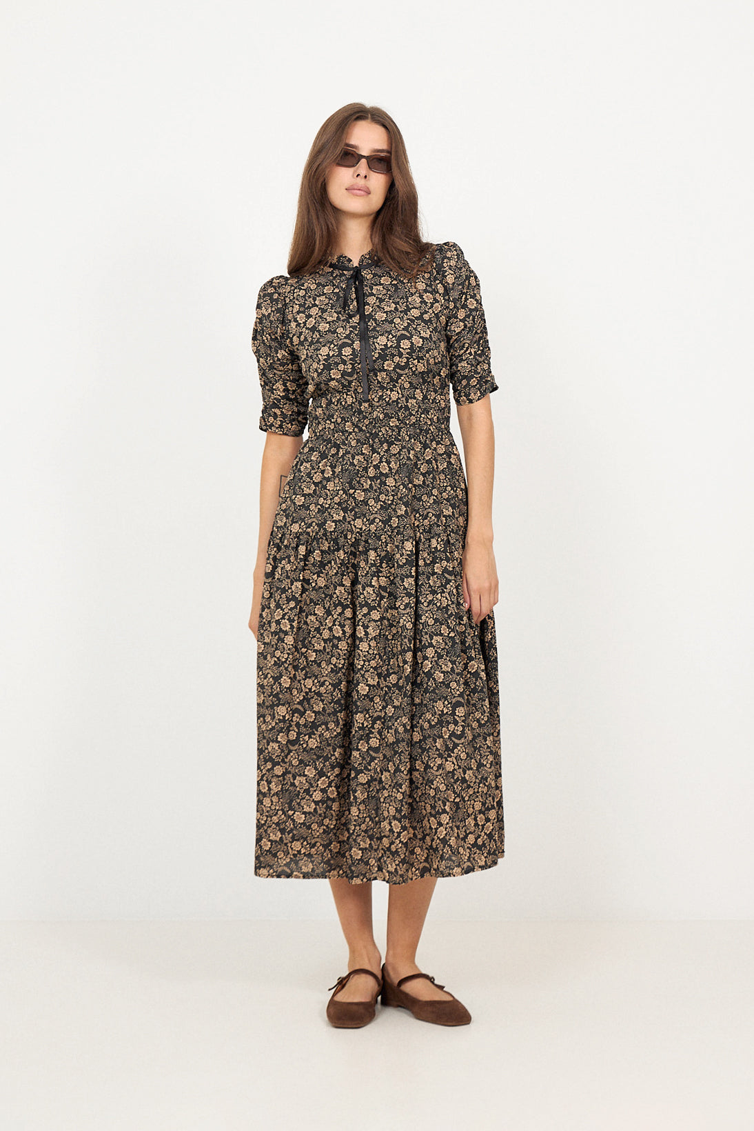 Madison Dress - Beige Botanic