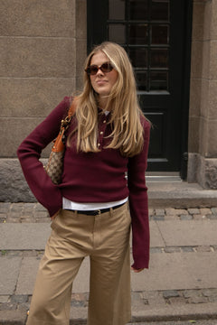 Marte LS Rib Polo Knit  - Wine