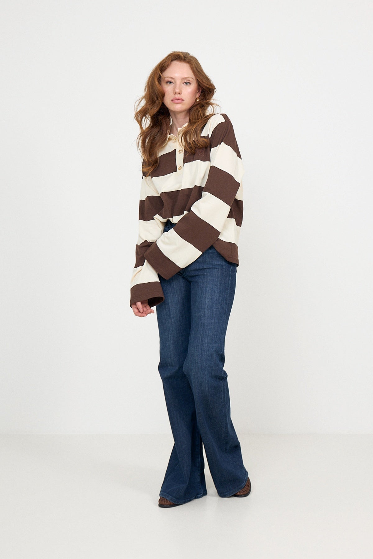 Isabelle Blocked Polo Jumper - Brun
