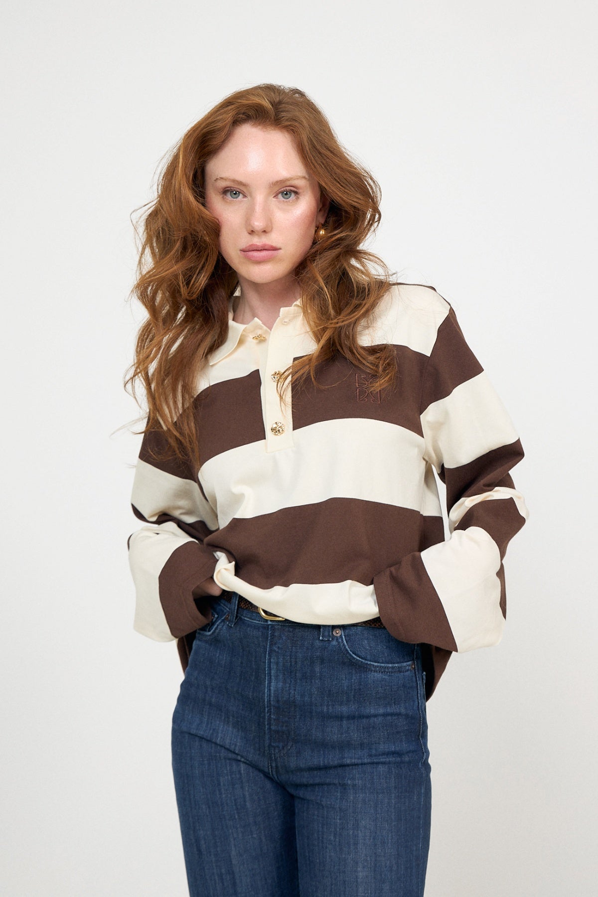 Isabelle Blocked Polo Jumper - Brun