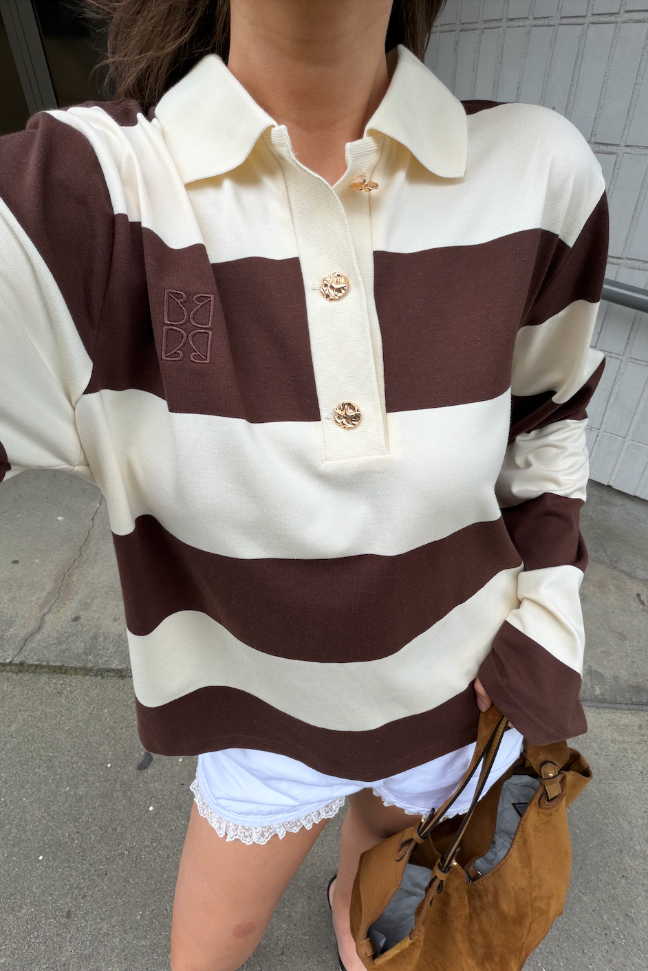 Isabelle Blocked Polo Jumper - Brown
