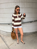 Isabelle Blocked Polo Jumper - Brown