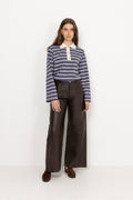 Isabelle Striped Polo Jumper - Navy