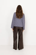 Isabelle Striped Polo Jumper - Navy