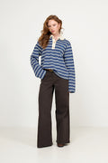 Isabelle Striped Polo Jumper - Navy