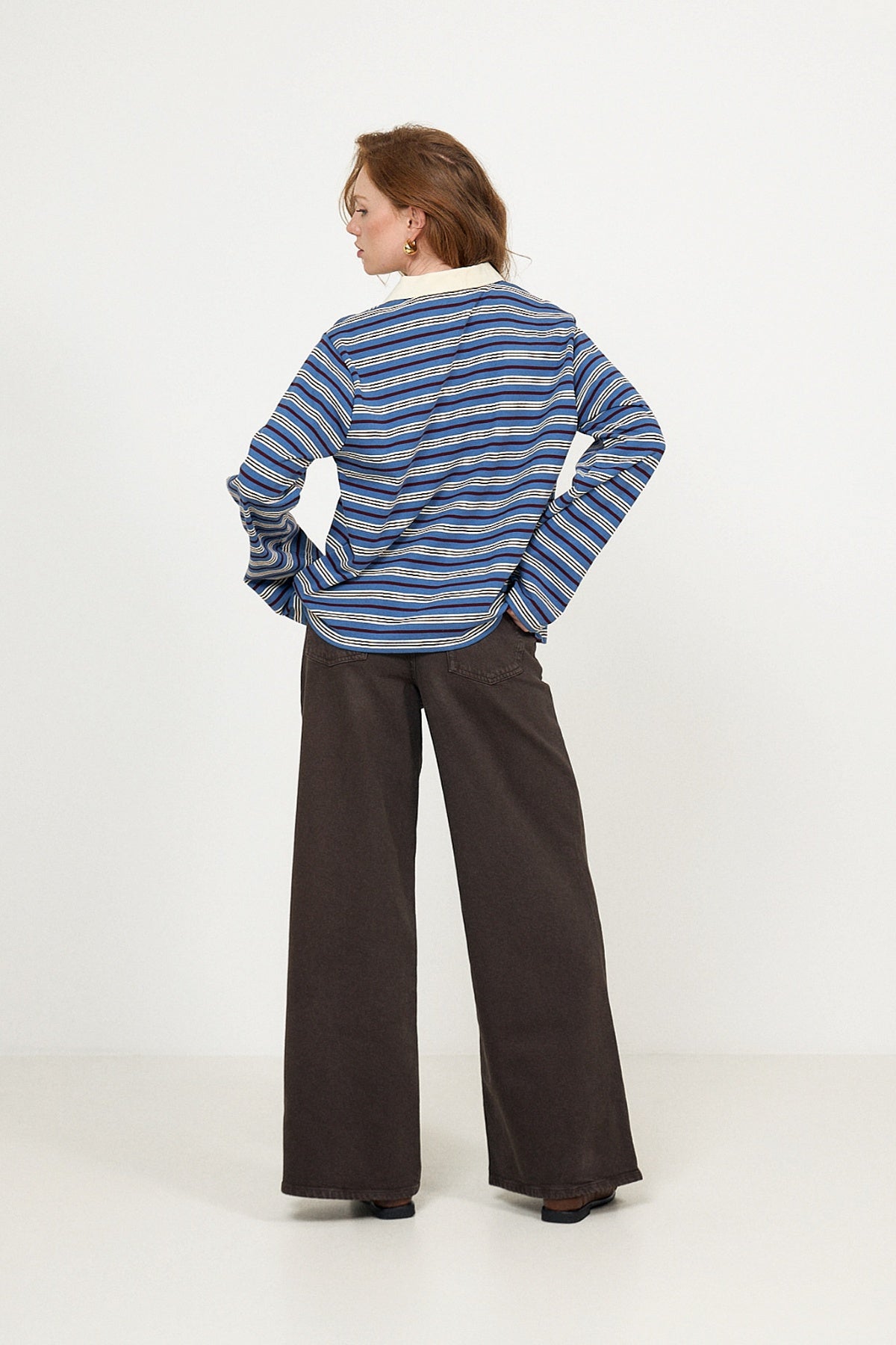 Isabelle Striped Polo Jumper - Navy