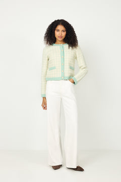 Yaslivia Ls Short Knit Cardigan - Lichen Birch