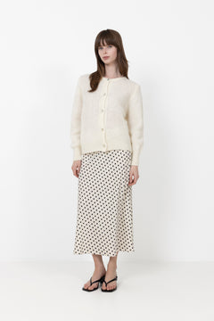 Yaspella Hw Midi Skirt - Birch Small Black Dots
