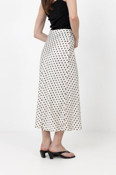 Yaspella Hw Midi Skirt - Birch Small Black Dots