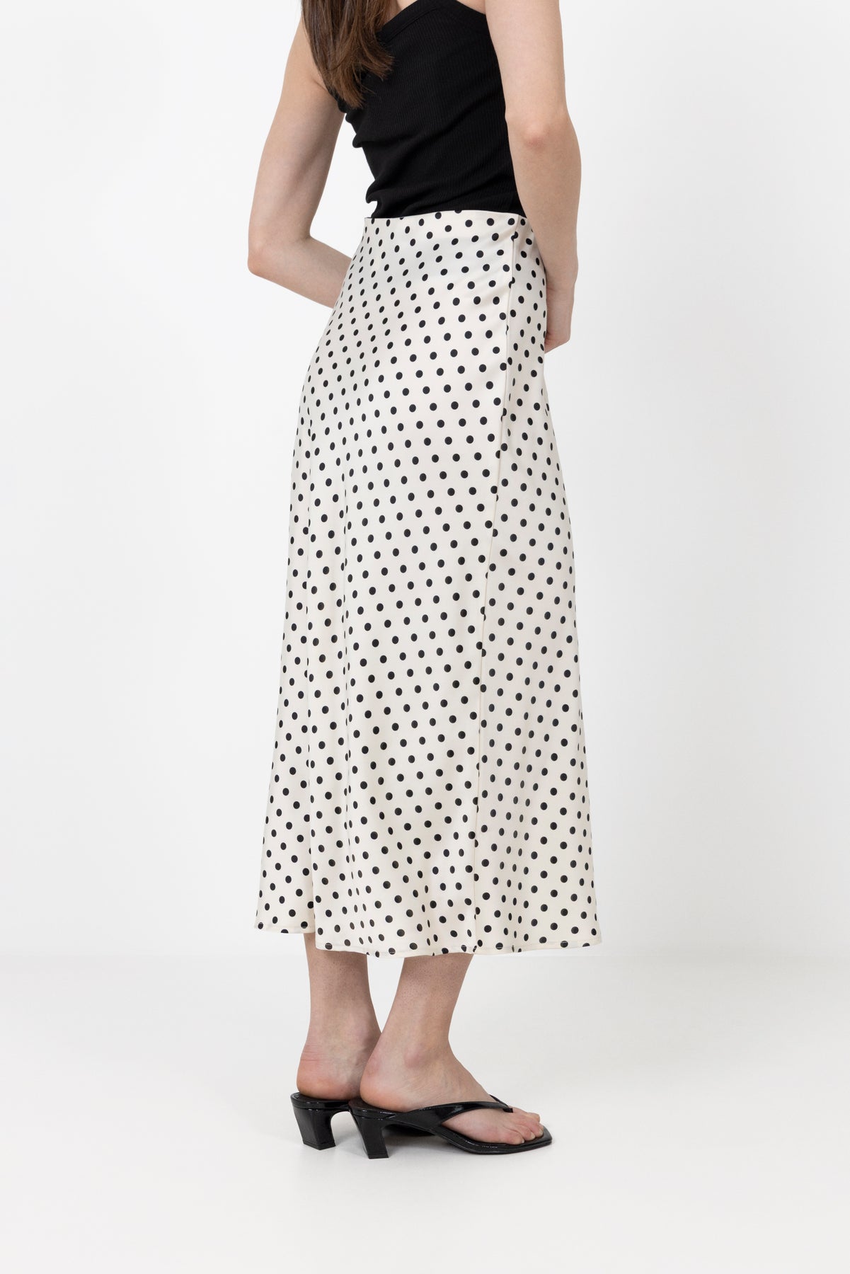 Yaspella Hw Midi Skirt - Birch Small Black Dots