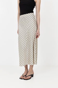 Yaspella Hw Midi Skirt - Birch Small Black Dots