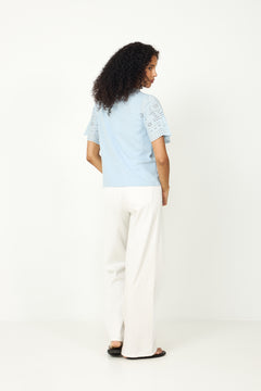 Yaslex Ss Top W. Emb Sleeves - Skyway