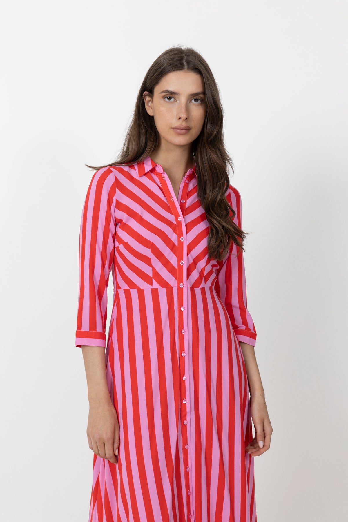 Yassavanna Long Shirt Dress - Cyclamen Bittersweet