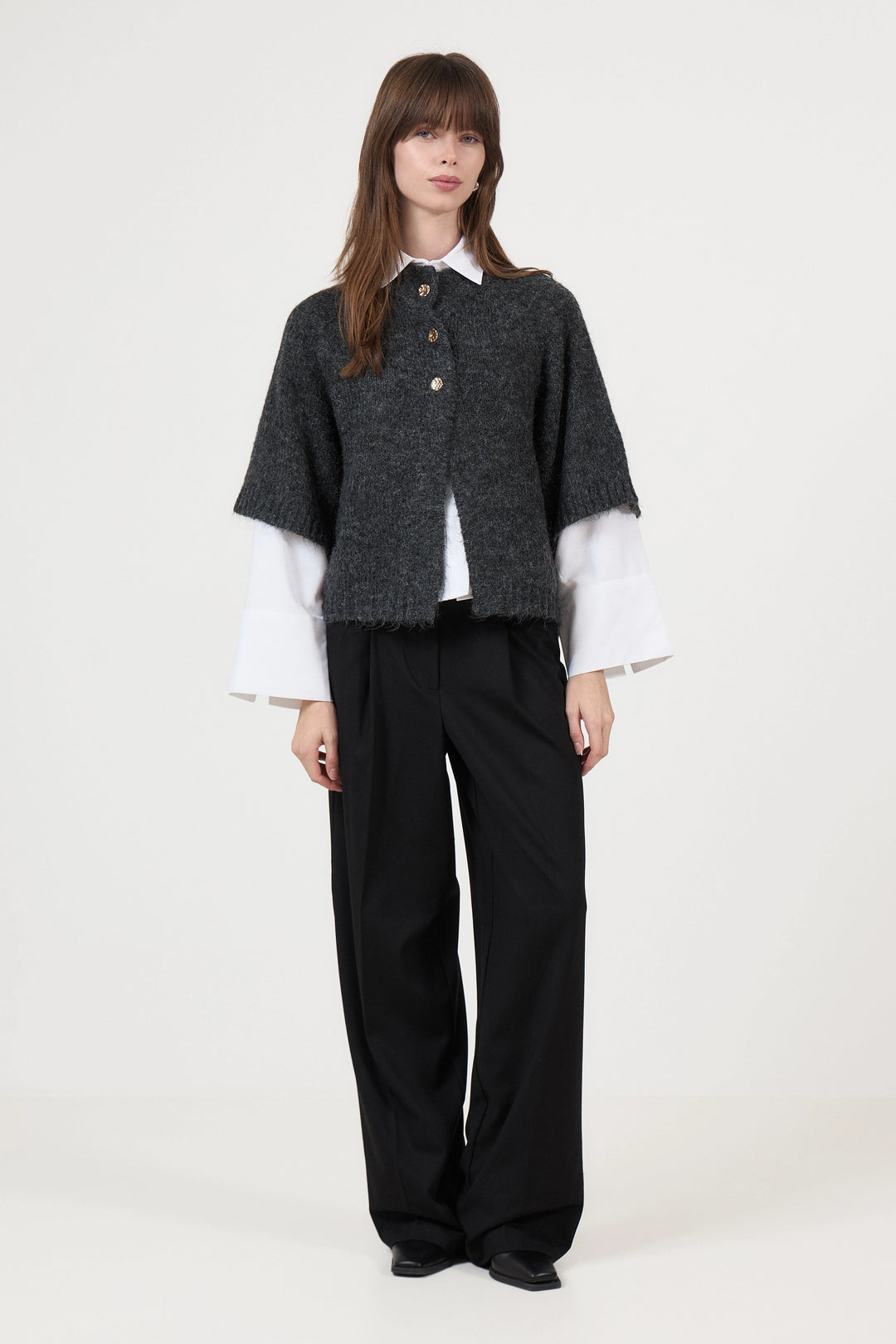 Benuta Fluffy Knit Cardigan - Antracit Melange
