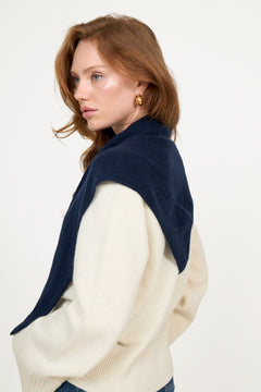 Victoria Wool Cashmere Scarf - Navy