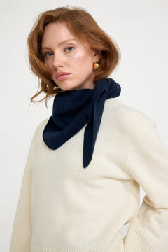 Victoria Wool Cashmere Scarf - Navy