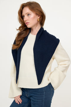 Victoria Wool Cashmere Scarf - Navy