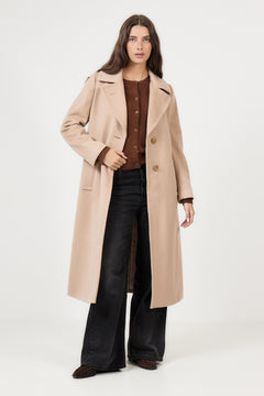 Cashmere Coat W Clareta Belt Long - Light Camel