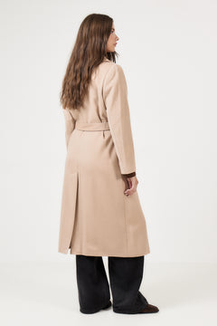Cashmere Coat W Clareta Belt Long - Light Camel