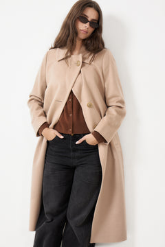Cashmere Coat W Clareta Belt Long - Light Camel