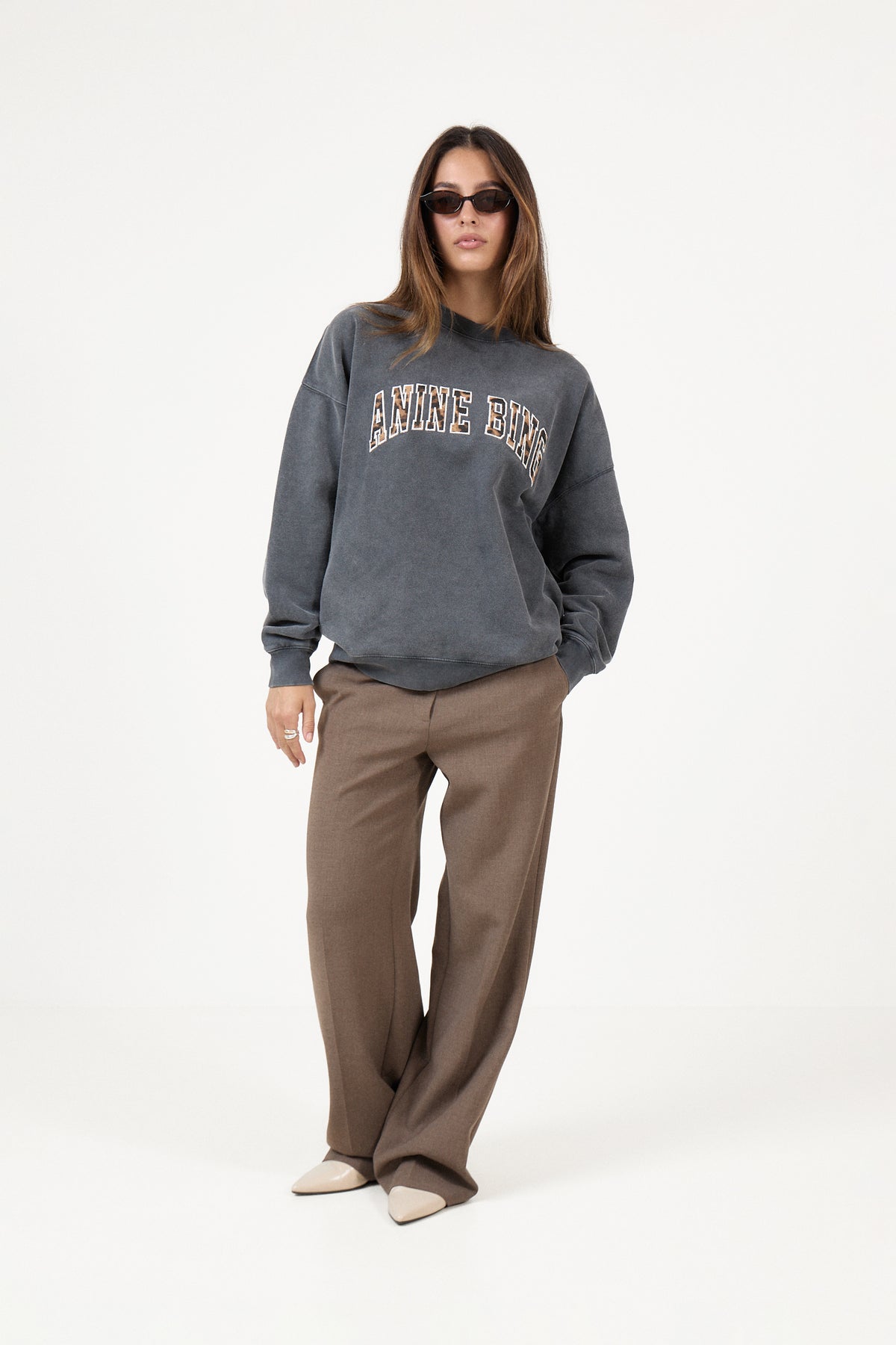 Miles Sweatshirt Anine Bing Leopard - Washed Black
