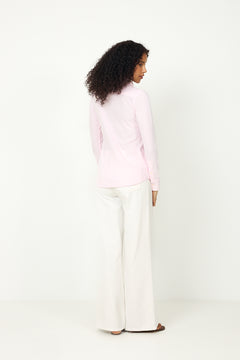 Striped Knit Oxford Shirt - Carmel Pink/White
