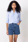 Striped Knit Oxford Shirt - Harbor Island Blue/White