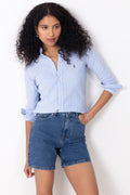 Striped Knit Oxford Shirt - Harbor Island Blue/White